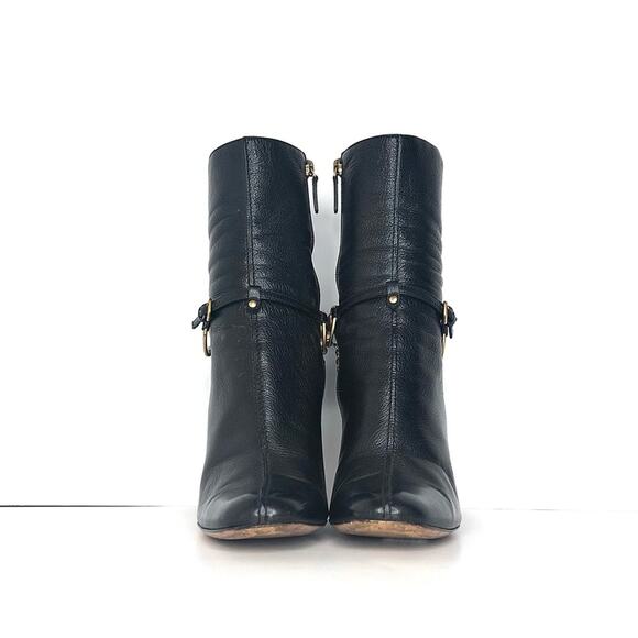 Vintage Gucci Horsebit Chain Harness Black Leather Ankle High Heeled Boots 36.5 - Picture 5 of 8